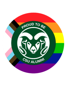 ram head logo on rainbow flag background